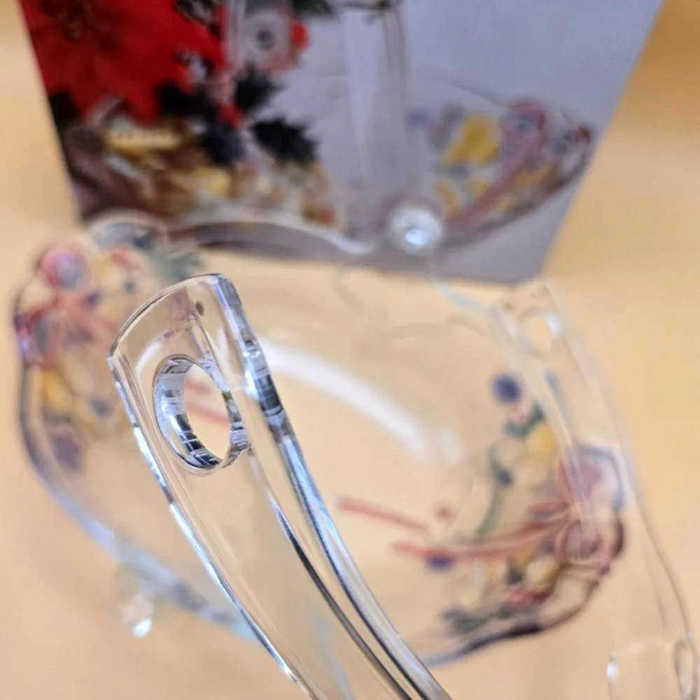 Mikasa Festive Bells Glass Basket‎ with Handle Christmas WY160/524 Japan Clear